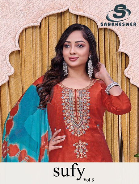 Sufy Vol 3 By Sankheswer Viscose Kurti With Bottom Dupatta Suppliers In India